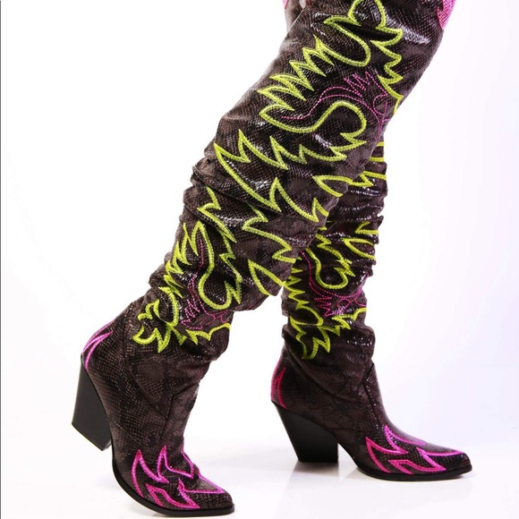 Multicolored Cow Girl Boots - Picture 2 of 4